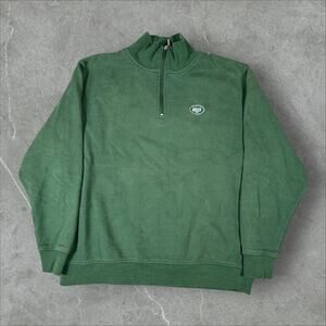 Vintage New York Jets Reebok Green Size XL NFL Quarter Zip Pullover Sweatshirt